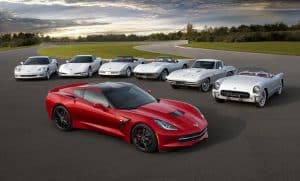 Seven generations of the Chevrolet Corvette