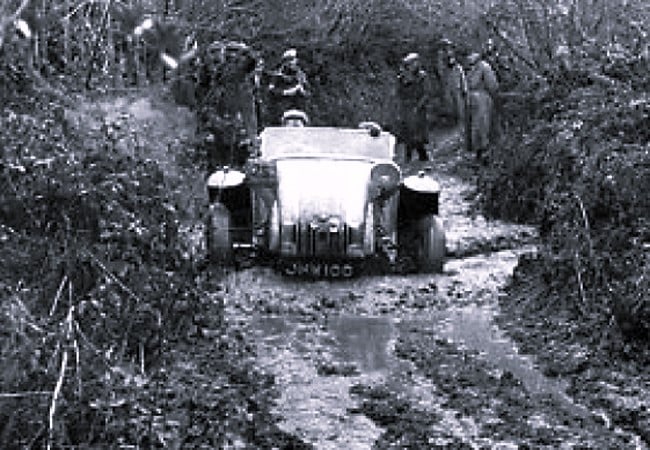 Black and white photo of Sidney Allard in the Lands' End Trial