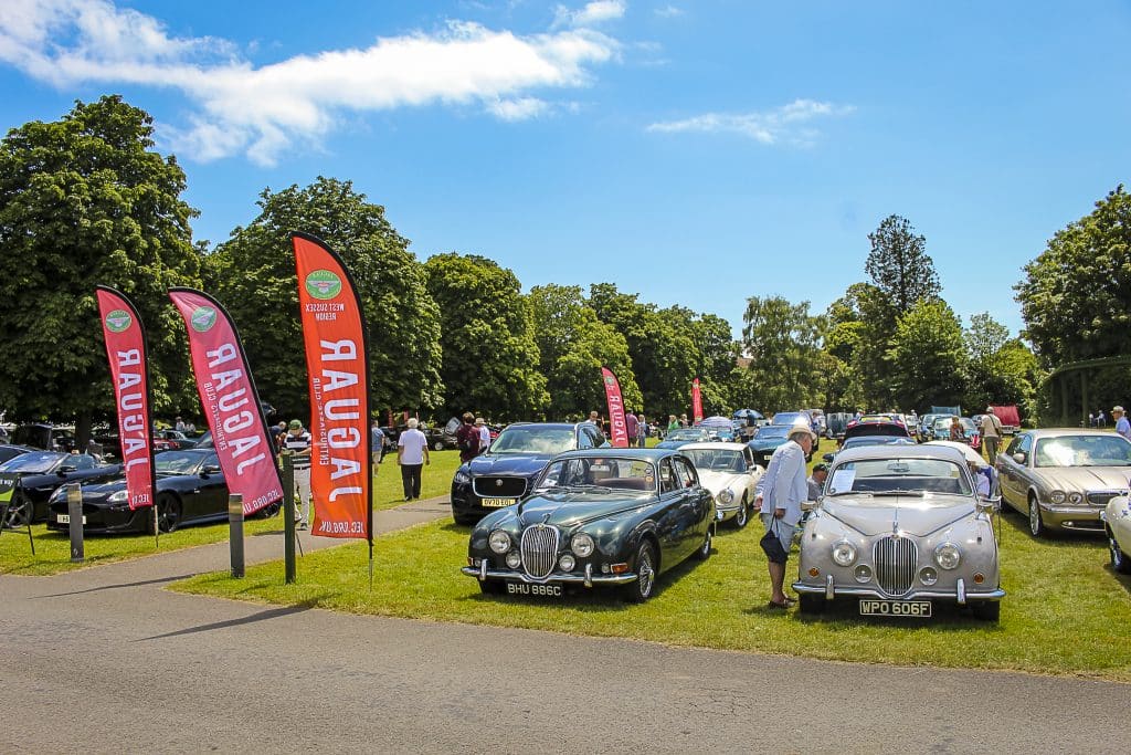 Display of classic and modern Jaguars at the Jaguar Enthusiasts' Club Simply Jaguar event at Beaulieu