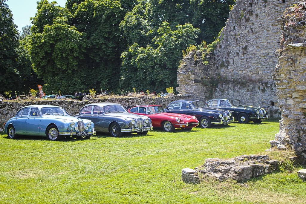 Display of Jaguars at Simply Jaguar held in the grounds of the National Motor Museum at Beaulieu