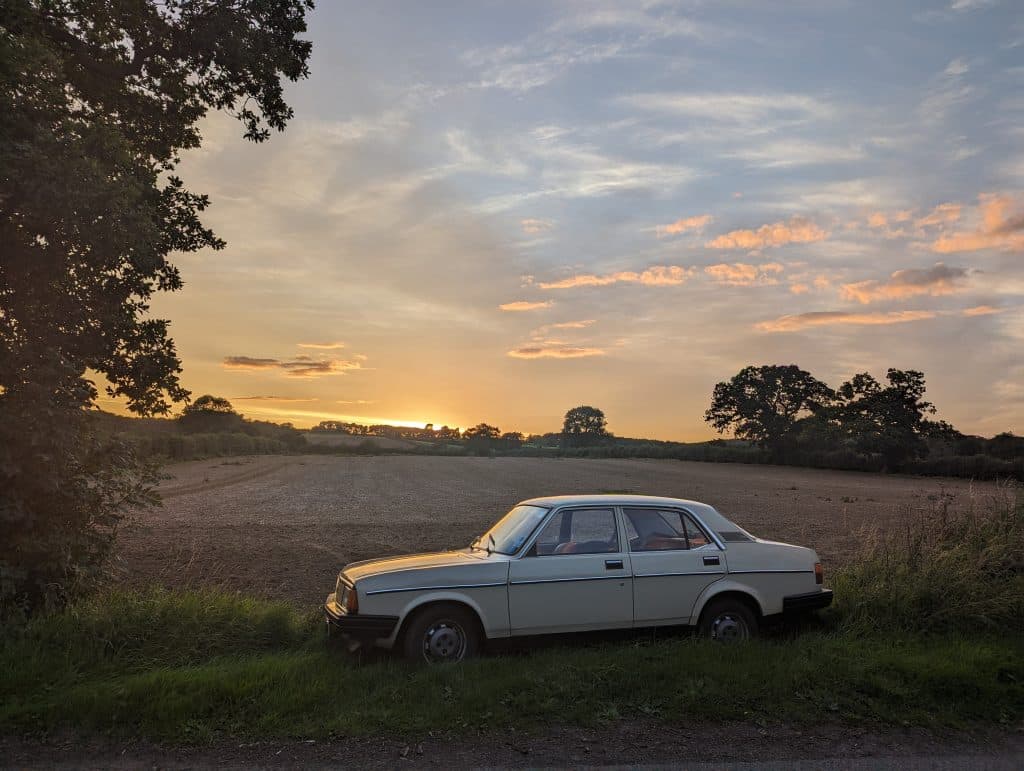 Cory the Morris Ital at sunset